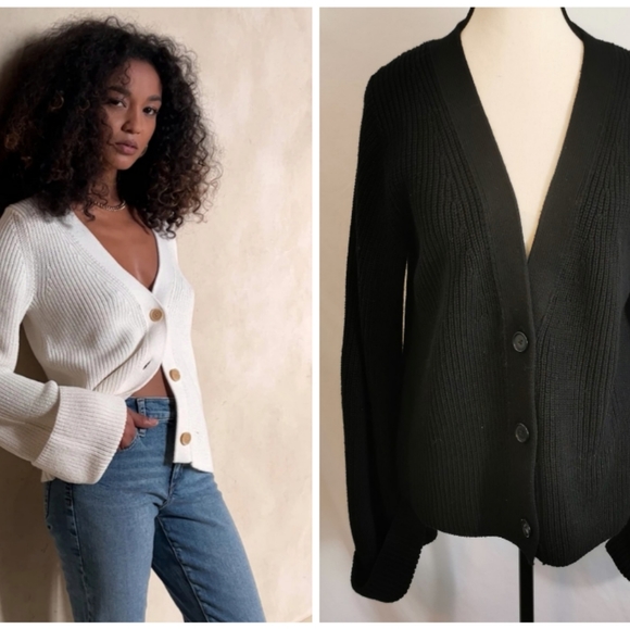 Banana Republic Factory Sweaters - NWT Banana Republic Factory Chunky Wide Sleeved Cardigan in Black - Sz Lg